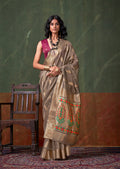 Monjolika Fashion Weaving Zari Tissue Silk Designer Saree In Grey | Grocsy
