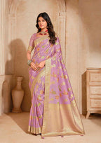 Monjolika Fashion Lilac Color Weaving Silk Classic Saree | Grocsy
