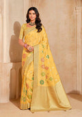 Monjolika Fashion Yellow Color Weaving Silk Classic Saree | Grocsy