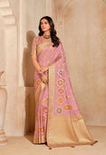 Monjolika Fashion Light Pink Color Weaving Silk Classic Saree | Grocsy
