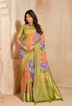 Monjolika Fashion Light Green Color Weaving Silk Classic Saree | Grocsy