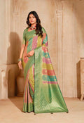 Monjolika Fashion Turquoise Color Weaving Silk Classic Saree | Grocsy