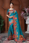 Monjolika Fashion Teal Blue Color Weaving Dola Silk Traditional Saree | Grocsy