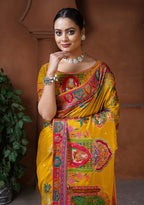 Monjolika Fashion Mustard Color Weaving Dola Silk Traditional Saree | Grocsy