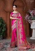 Monjolika Fashion Rani Pink Color Beautiful Weaving Dola Silk Traditional Saree | Grocsy