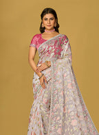 Monjolika Fashion Off White Color Organza Brasso With Beautiful Printed Saree | Grocsy
