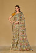 Monjolika Fashion Mustard Silk Organza Brasso Festive Wear Printed Saree | Grocsy