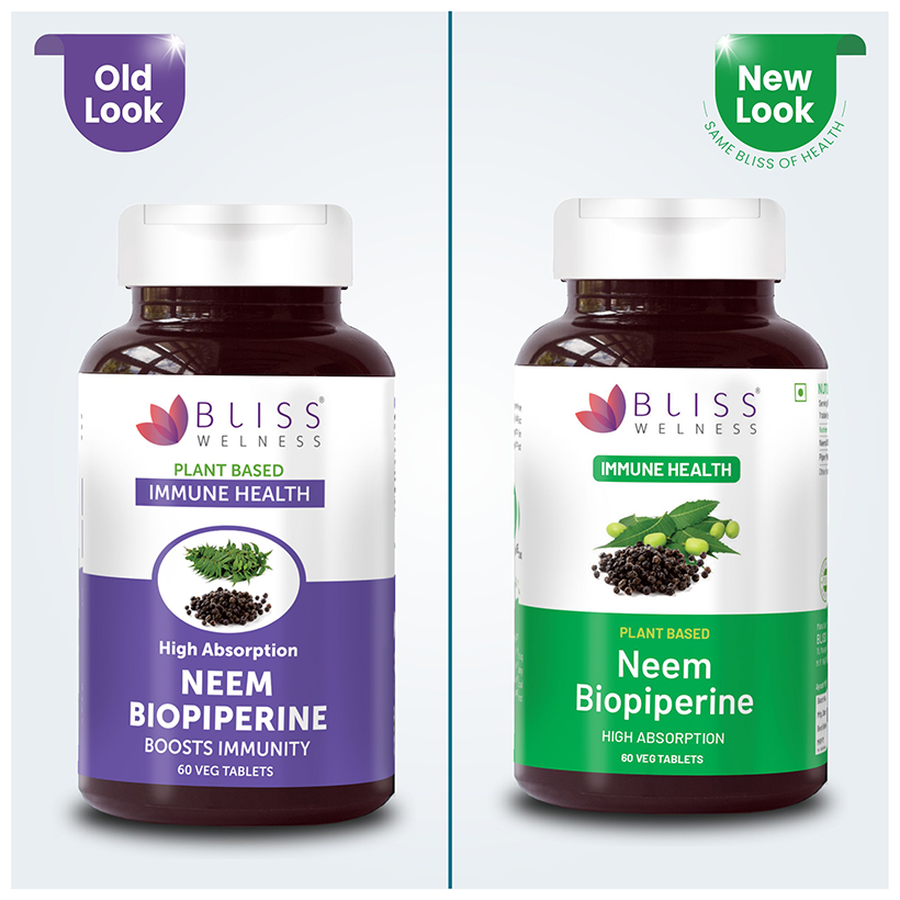 Bliss Welness Immune Health Neem Biopiperine Veg Tablet | Grocsy