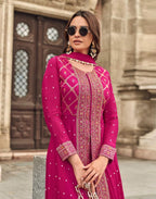 Anaita Pink Chiffon Sequins Embroidered Readymade Salwar Suit | Grocsy