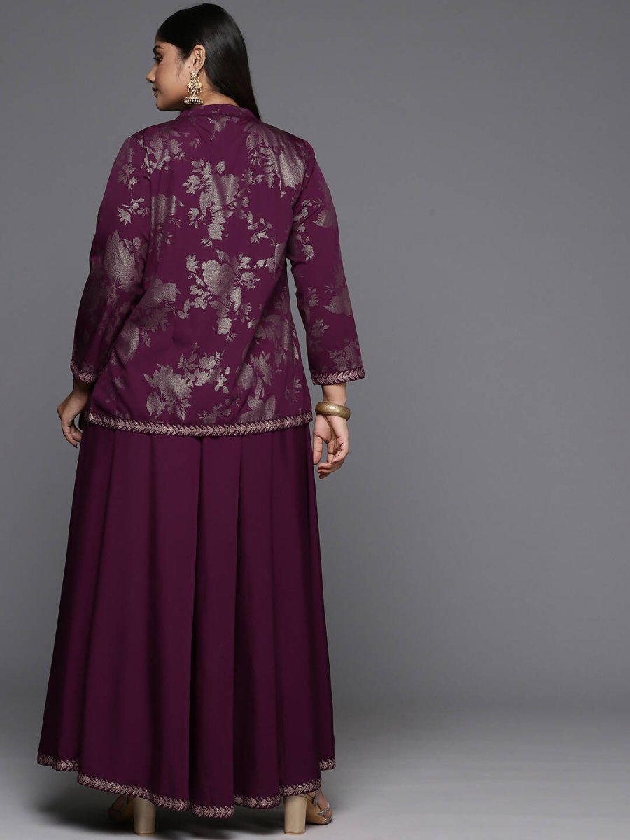 Ahalyaa Women's Traditional Wear Co-ords - Burgundy | Grocsy