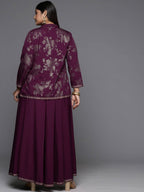 Ahalyaa Women's Traditional Wear Co-ords - Burgundy | Grocsy