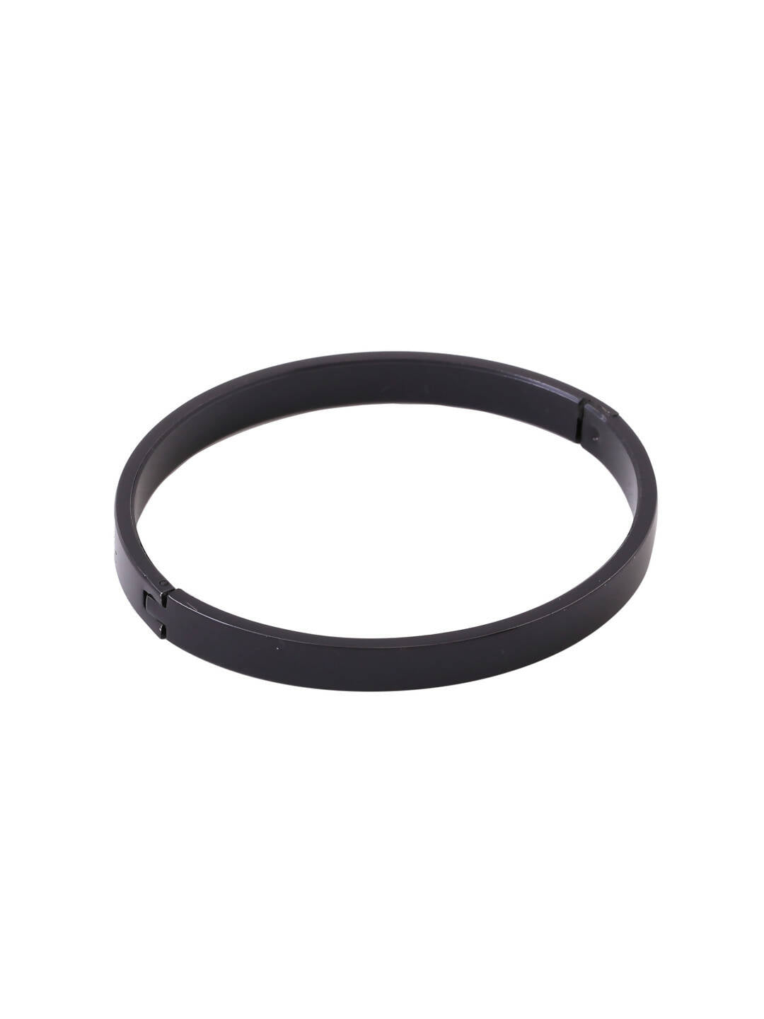 NVR Men's Black Metal Interlock Kada Bracelet | Grocsy