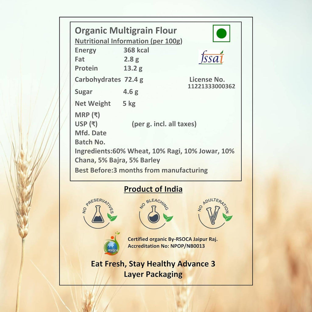 Earthen Story Certified Organic Multigrain Flour - Swadesiicart