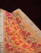 Light Orange Colour Floral Design Semi Chanderi Saree By Gayathri Reddy Designer Studio | Grocsy