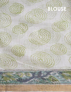 Off White And Parrot Green Colour Pure Kota Cotton Saree By Gayathri Reddy Designer Studio | Grocsy