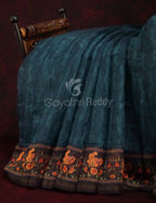Peacock Green Colour Diamond Print Design Semi Chanderi Saree By Gayathri Reddy Designer Studio | Grocsy