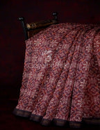 Wine Colored Floral Design Semi Chanderi Saree By Gayathri Reddy Designer Studio | Grocsy