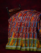 Shades of Dark Wine With Leaf Green Blouse Creeper Design Semi Chanderi Saree By Gayathri Reddy Designer Studio | Grocsy