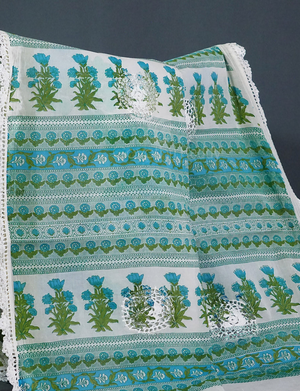 Off White Colour Block Print Crocia Mulmul Cotton Saree By Gayathri Reddy Designer Studio | Grocsy