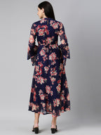 Souchii Floral Printed Round Neck Midi Dress | Grocsy