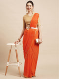 Saree Mall Orange & Gold-Toned Floral Sarees | Grocsy