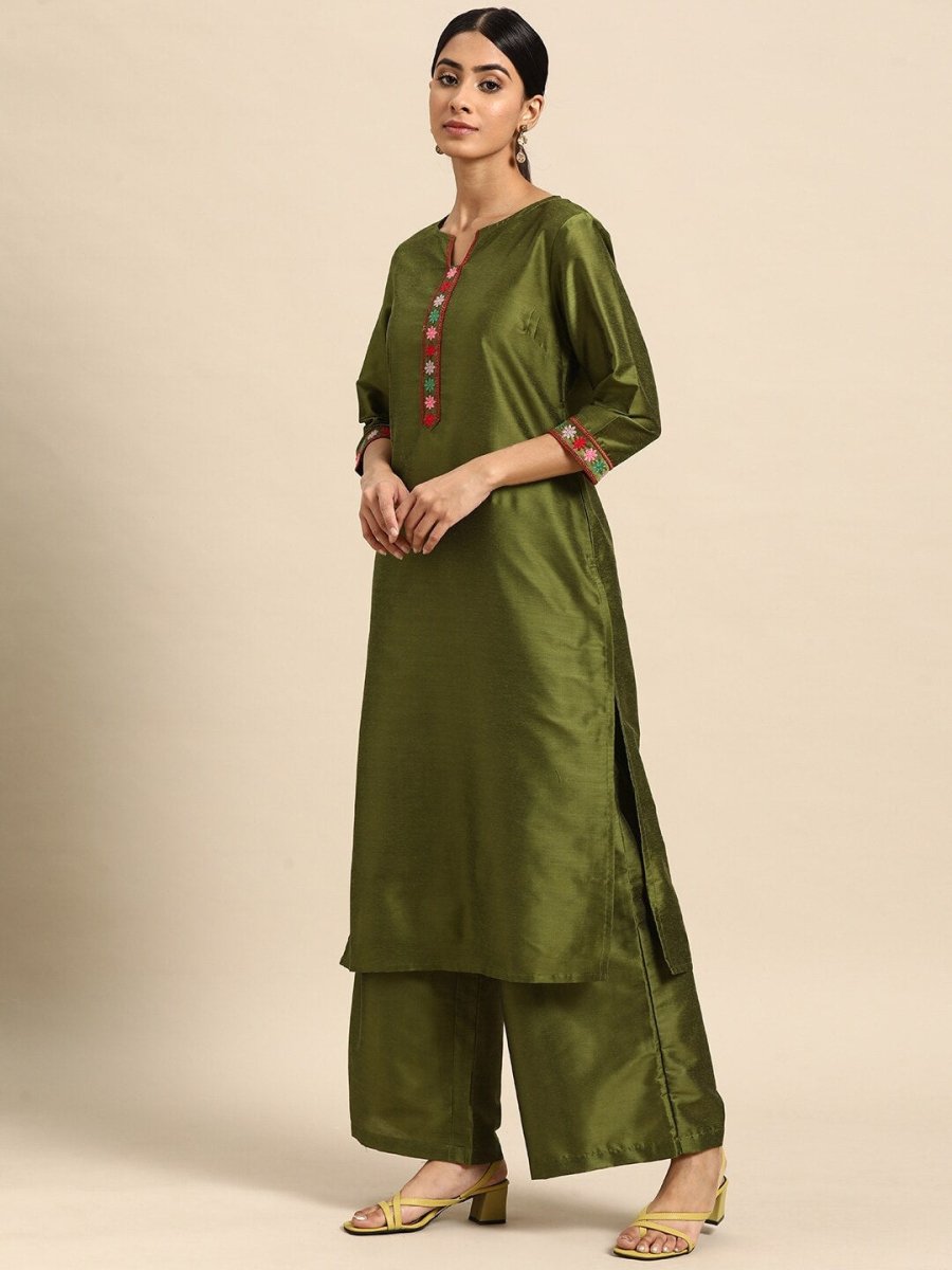 All About You Floral Yoke Design Regular Kurta with Palazzos & Dupatta | Grocsy