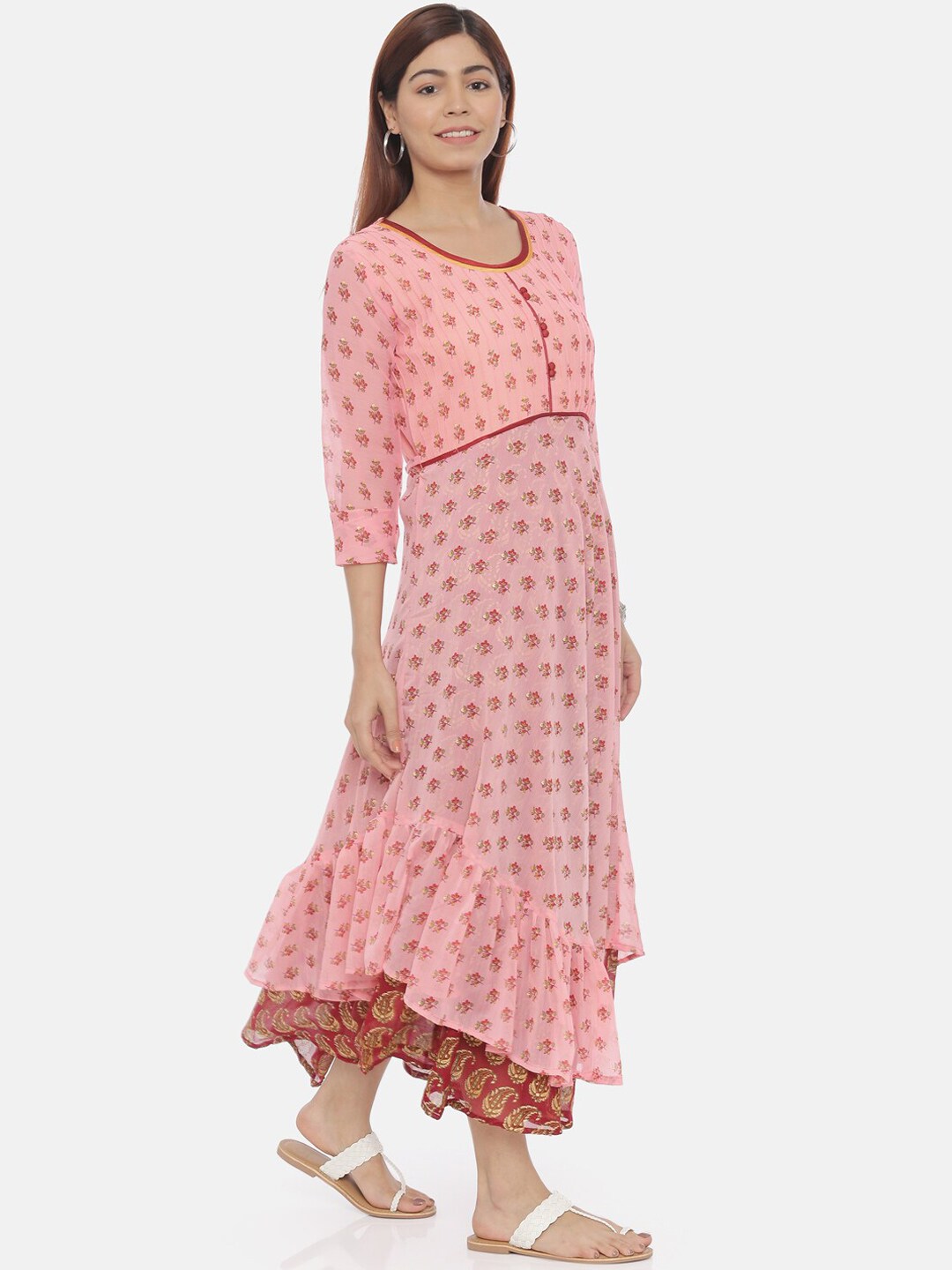 Souchii Brown Printed Maxi Dress | Grocsy