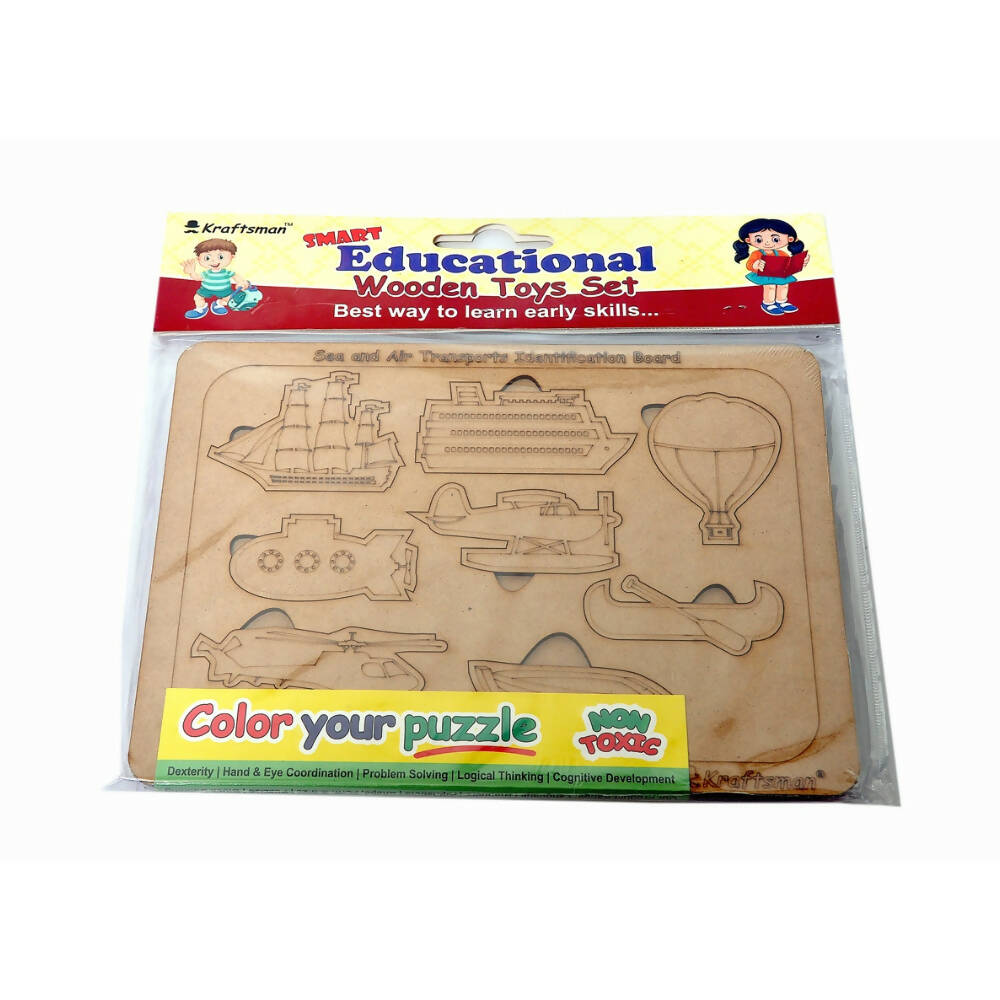 Kraftsman Sea And Air Transport Vehicles Identification Puzzle Board with Color Kit included | Grocsy