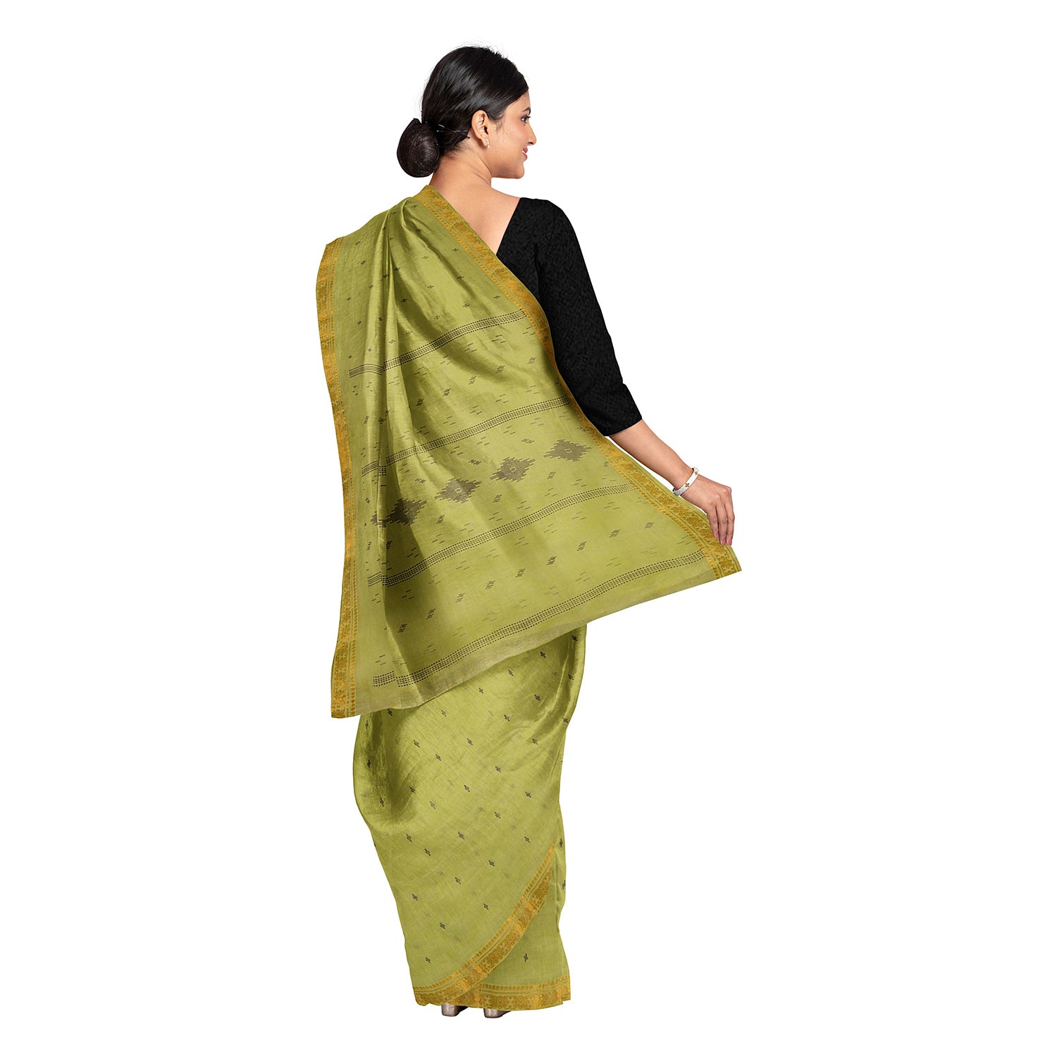 Exclusive Collection 100% Pure Cotton Green Saree With Printed Work | Grocsy