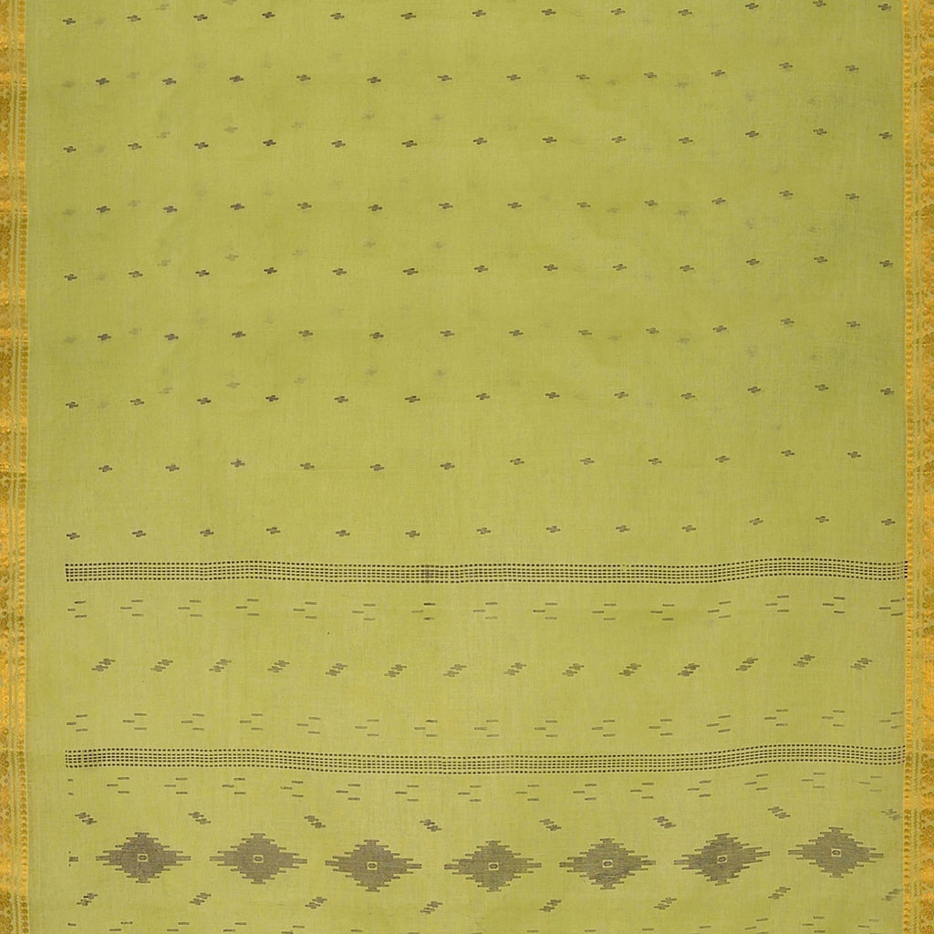 Exclusive Collection 100% Pure Cotton Green Saree With Printed Work | Grocsy