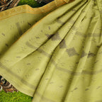 Exclusive Collection 100% Pure Cotton Green Saree With Printed Work | Grocsy