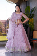 Monjolika Fashion Lavender Embroidered Silk Engagement A Line Lehenga Choli | Grocsy