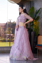 Monjolika Fashion Lavender Embroidered Silk Engagement A Line Lehenga Choli | Grocsy