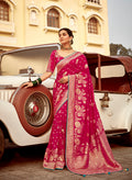 Monjolika Fashion Rani Pink Banarasi Weaving Dola Silk Wedding Saree | Grocsy