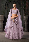 Monjolika Fashion Lavender Net Lehenga Choli In Thread Embroidered | Grocsy