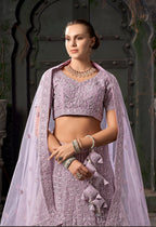 Monjolika Fashion Lavender Net Lehenga Choli In Thread Embroidered | Grocsy