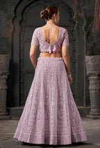 Monjolika Fashion Lavender Net Lehenga Choli In Thread Embroidered | Grocsy