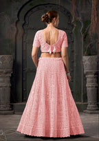 Monjolika Fashion Light pink Net Lehenga Choli In Thread Embroidered | Grocsy