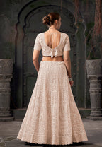 Monjolika Fashion Cream Net Lehenga Choli In Thread Embroidered | Grocsy