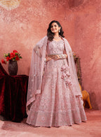 Monjolika Fashion Pink Net Lehenga Choli In Thread Embroidered | Grocsy