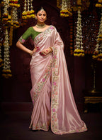 Monjolika Fashion Kanjivaram Silk Thread Contemporary Saree in Purple & Pink | Grocsy