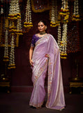 Monjolika Fashion Lavender Sequins Kanjivaram Silk Designer Saree | Grocsy