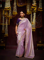 Monjolika Fashion Lavender Sequins Kanjivaram Silk Designer Saree | Grocsy