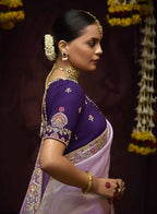 Monjolika Fashion Lavender Sequins Kanjivaram Silk Designer Saree | Grocsy