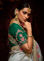 Monjolika Fashion Kanjivaram Silk Sequins Classic Saree in Grey | Grocsy