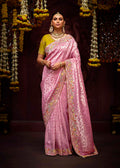 Monjolika Fashion Embroidered Sequins Zari Traditional Saree in Purple & Pink | Grocsy