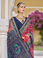 Monjolika Fashion Silk Foil Print Classic Saree In Hot Pink | Grocsy
