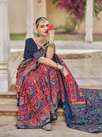 Monjolika Fashion Silk Foil Print Classic Saree In Hot Pink | Grocsy
