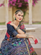 Monjolika Fashion Silk Foil Print Classic Saree In Hot Pink | Grocsy