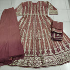 Anaita Peach Embroidered Silk Anarkali Suit() | Grocsy